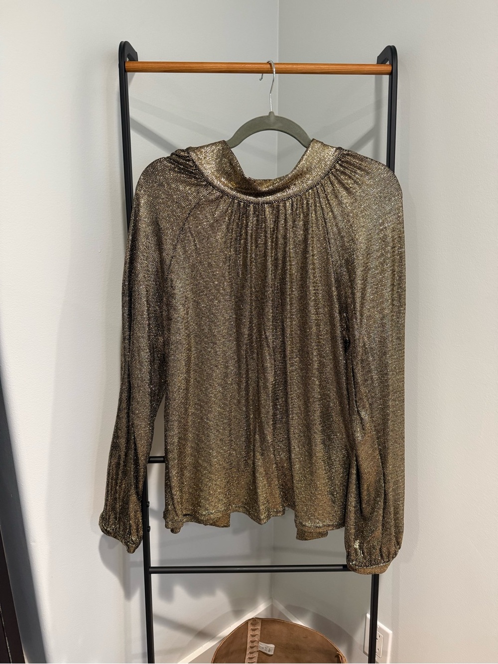 Current Air Metallic Gold Mock Neck Blouse